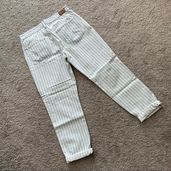 American Eagle Striped High Rise Distressed Tomgirl Jeans - Picture 8 of 10